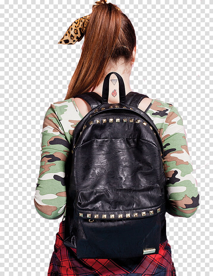 Oriana Sabatini, woman carrying black leather back transparent background PNG clipart