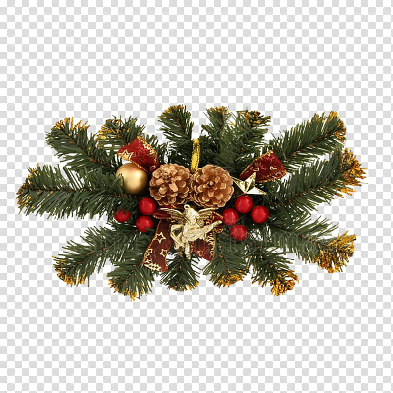 CHRISTMAS MEGA, green garland and assorted-color flowers decor transparent background PNG clipart