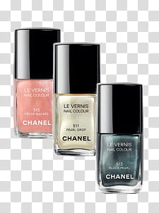 Nail Polish, three Chanel nail polish bottles transparent background PNG clipart