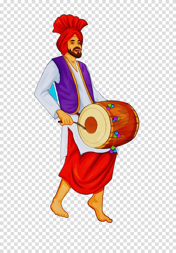 drum hand drum musical instrument indian musical instruments membranophone, Watercolor, Paint, Wet Ink, Dholak, Costume, Musician transparent background PNG clipart