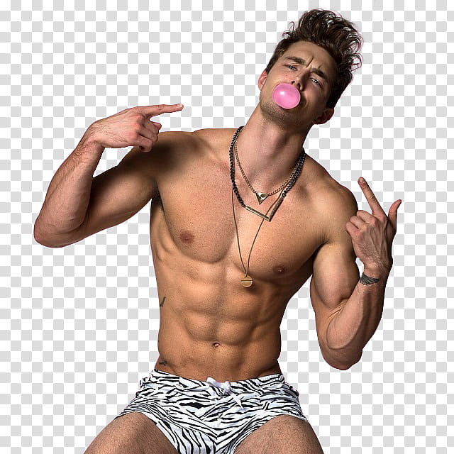 Male Models, man in white and black zebra print shorts transparent background PNG clipart