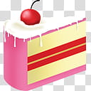 pink , sliced of cake with cherry topping transparent background PNG clipart