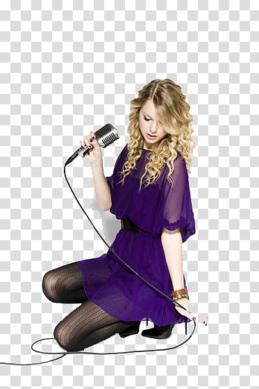 Taylor Swift, woman kneeling while holding microphone transparent background PNG clipart