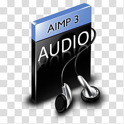 blue and black AIMP Audio earphone icon transparent background PNG clipart
