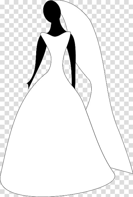 Wedding Silhouette, Wedding Dress, Robe, Gown, Bride, Tshirt, Clothing, Wiki Dress Black White M transparent background PNG clipart