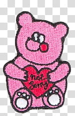 Embroidered Patches, pink bear transparent background PNG clipart