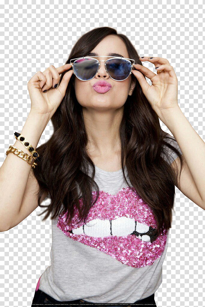 Sofia Carson , woman wearing sunglasses transparent background PNG clipart
