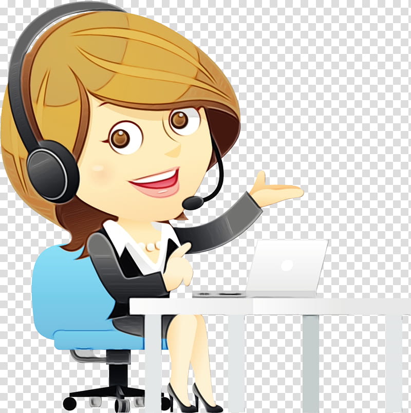 cartoon job call centre employment telephone operator, Watercolor, Paint, Wet Ink, Cartoon, Secretary, Whitecollar Worker transparent background PNG clipart