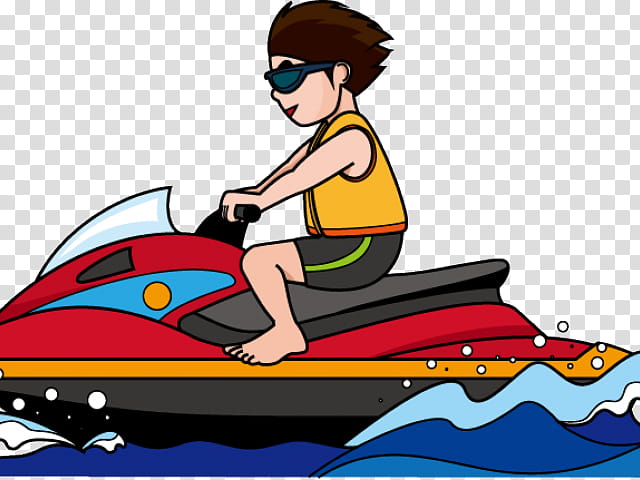 Boat, Personal Watercraft, Water Skiing, Cartoon, Jetboat, Sports, Boating, Vehicle transparent background PNG clipart