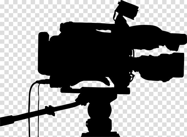 Camera Silhouette, graphic Film, Professional Video Camera, Video Cameras, Camera Lens, Television, Optical Instrument, Blackandwhite transparent background PNG clipart