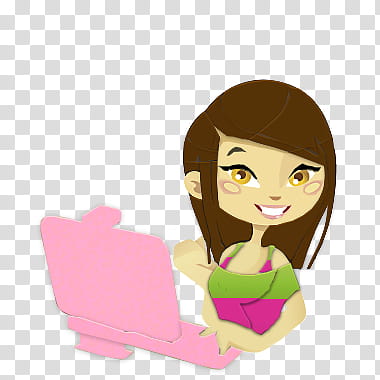 girl using laptop graphic transparent background PNG clipart