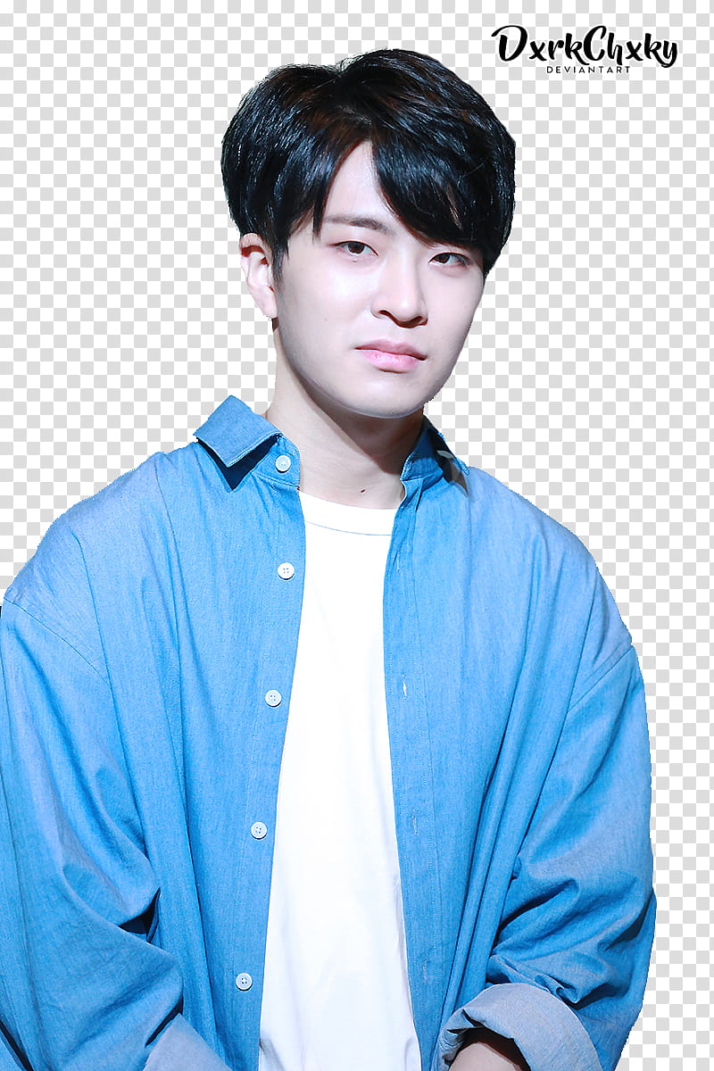 Youngjae GOT, man wearing blue jacket transparent background PNG clipart