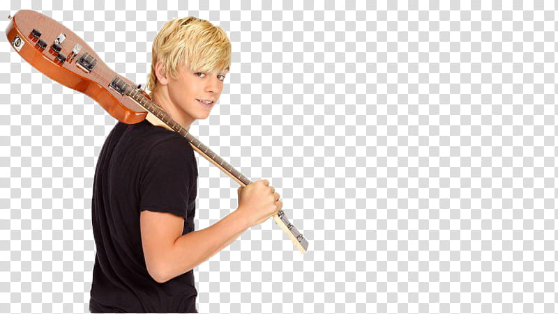 Austin Y Ally, man in black shirt carrying brown guitar over his shoulder transparent background PNG clipart