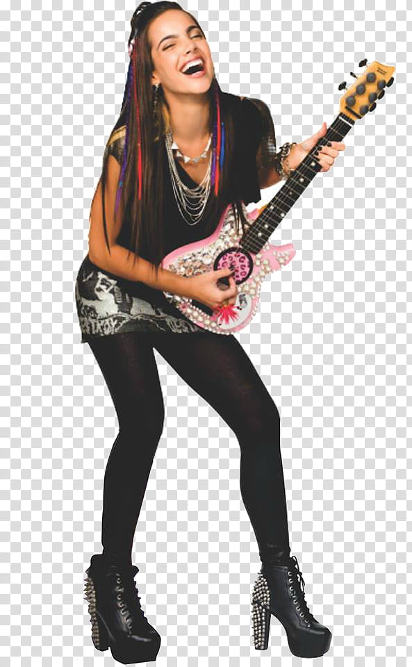 woman wearing black leggings holding electric guitar transparent background PNG clipart