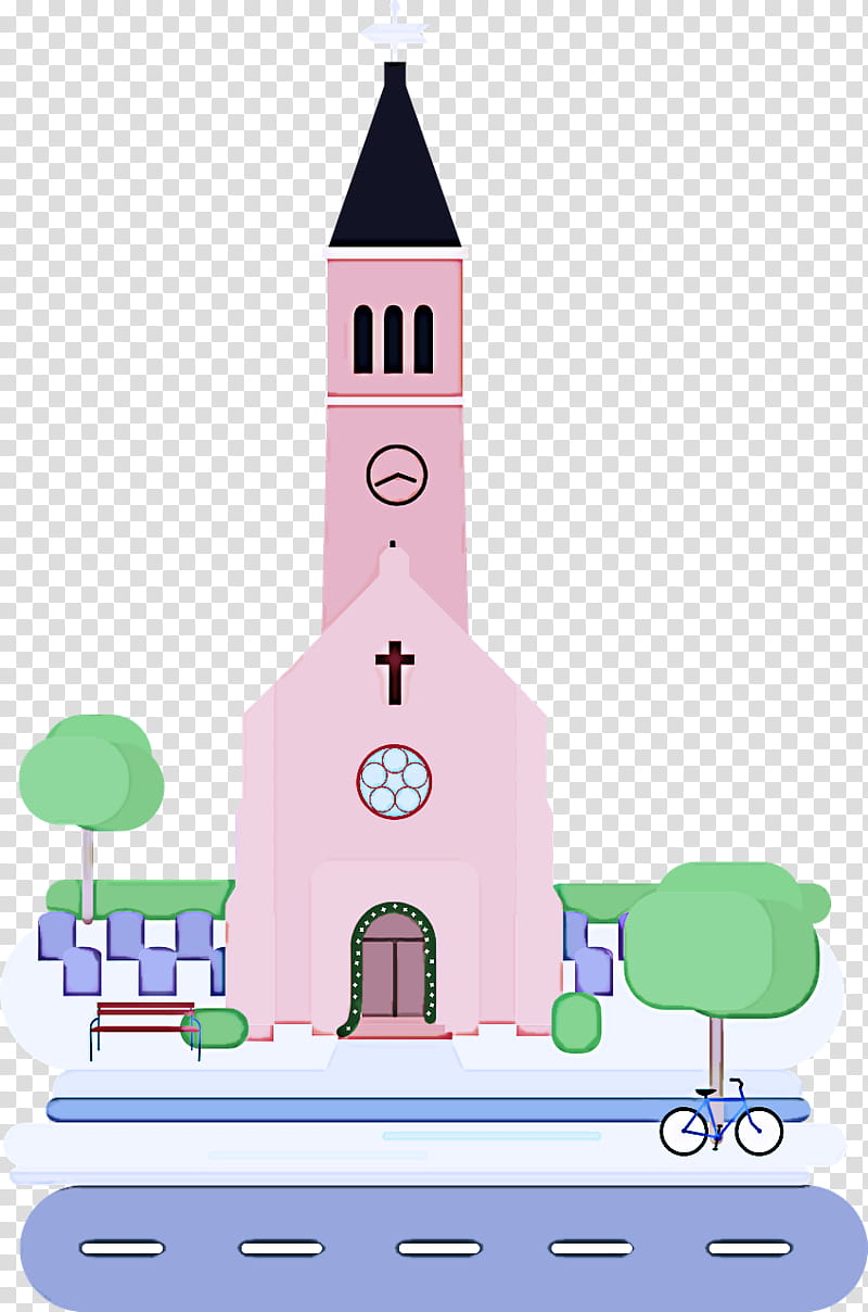 landmark steeple church pink tower, Architecture, Chapel, Place Of Worship transparent background PNG clipart