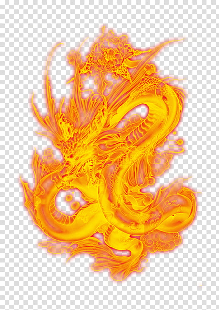 Chinese Dragon, China, Flame, Shenron, Fire, Totem, Orange, Yellow transparent background PNG clipart