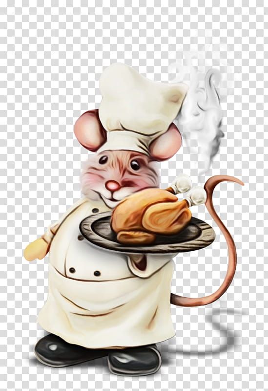 cook cartoon chef mouse, Watercolor, Paint, Wet Ink transparent background PNG clipart