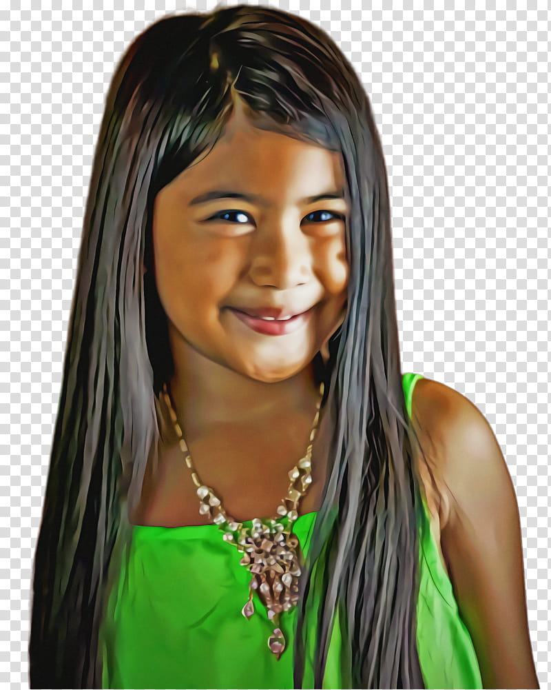 Little Girl, Kid, Child, Cute, Long Hair, Hair Coloring, Wig, Black Hair transparent background PNG clipart