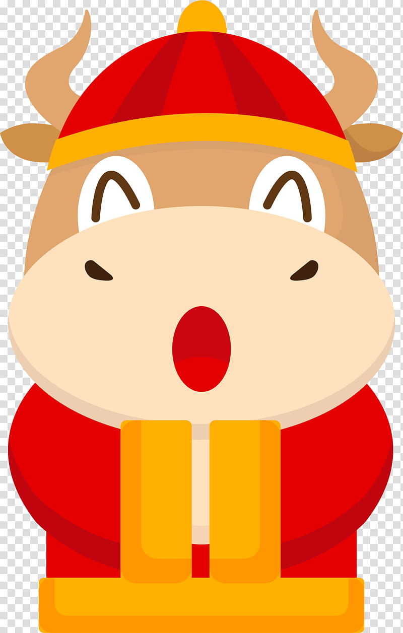 Chinese New Year Red, Cartoon, Macro, Fu Niu Lele, Fan Art, Mascot transparent background PNG clipart