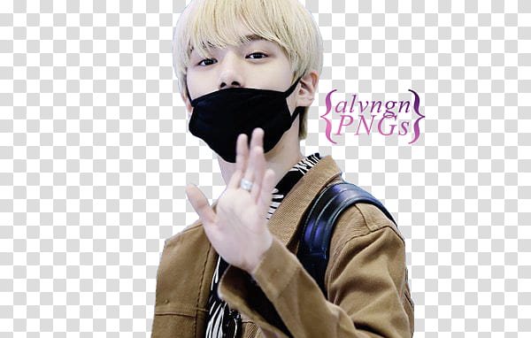 MONSTA X Lee Minhyuk and HD PIC, waving man wearing black mask transparent background PNG clipart