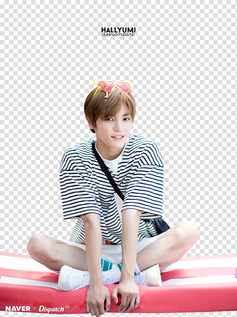Taeyong, man wearing striped shirt transparent background PNG clipart