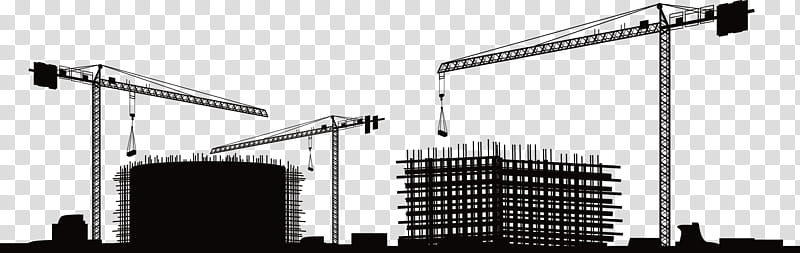 Building, Construction, Silhouette, Building Design, Crane, Industry, Home Construction, Black And White transparent background PNG clipart