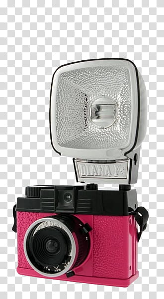 , pink and black point-and-shoot camera with flash transparent background PNG clipart