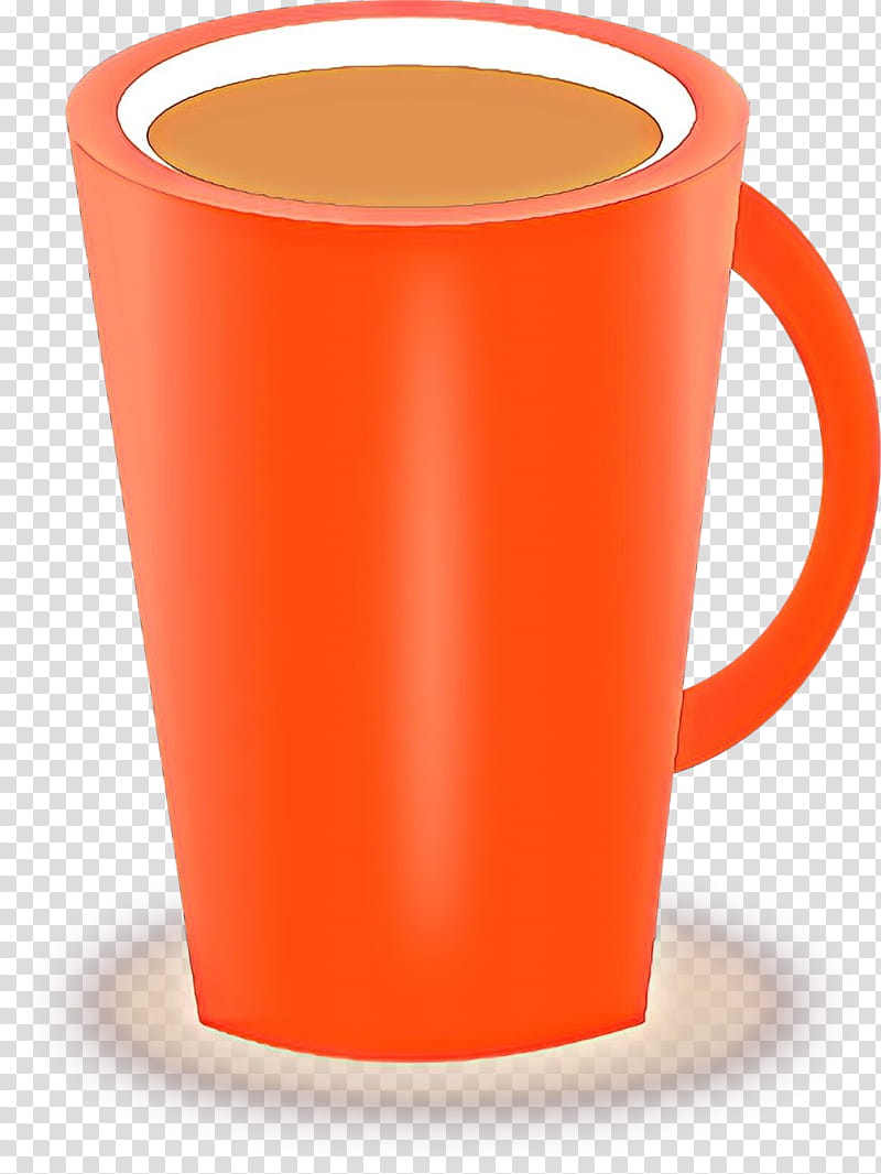Coffee cup, Cartoon, Orange, Mug, Drinkware, Tableware, Cylinder, Plastic transparent background PNG clipart