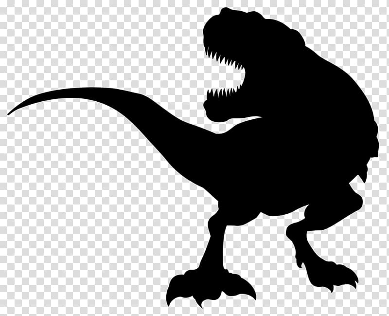 Velociraptor, Tyrannosaurus Rex, Triceratops, Silhouette, Dinosaur, White, Head, Blackandwhite transparent background PNG clipart