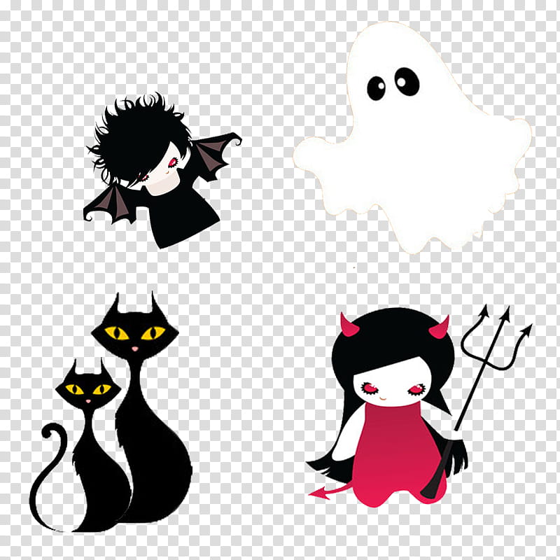 Halloween Black Cat, Devil, Halloween , Imp, Ghost, Demon, Witch, Jackolantern transparent background PNG clipart