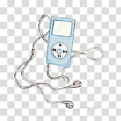 overlays, gray portable music player with earphones illustration transparent background PNG clipart
