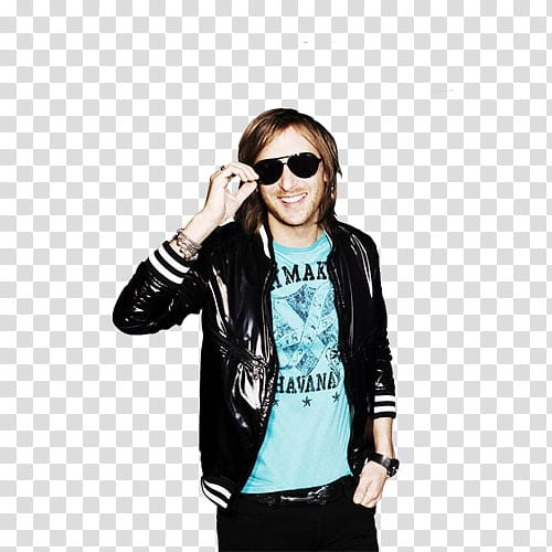 David Guetta, man wearing black sunglasses while smiling transparent background PNG clipart