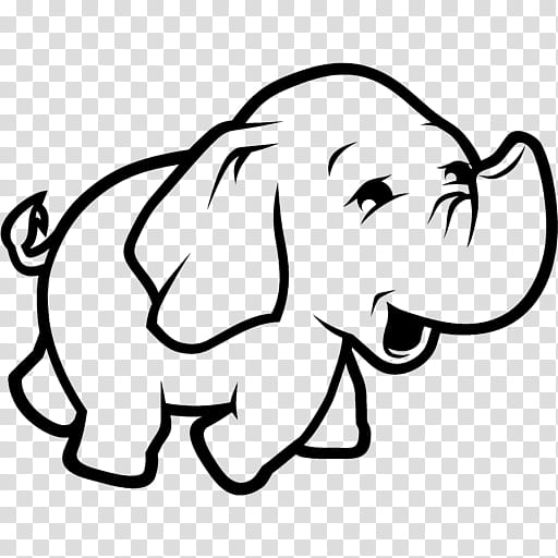 Book Black And White, Apache Hadoop, Big Data, Apache Software Foundation, Apache Spark, Line Art, Cartoon, Indian Elephant transparent background PNG clipart