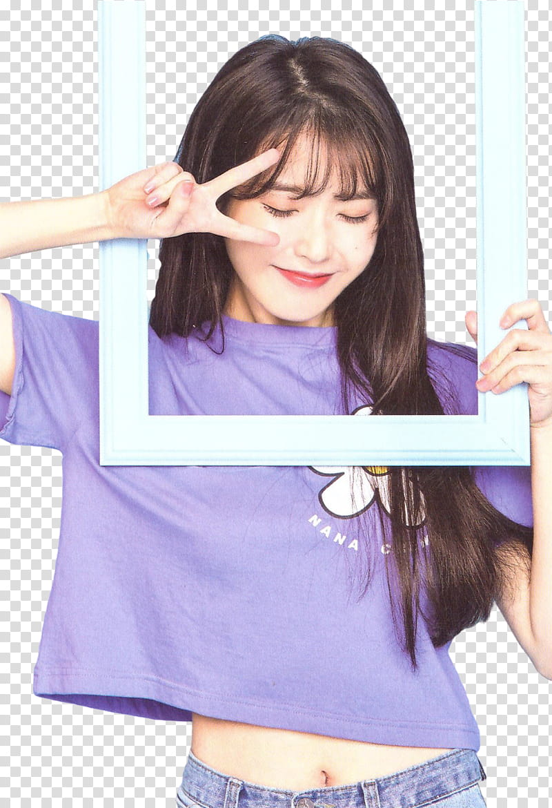 IU SEASON S GREETINGS  PT, woman in purple crew-neck T-shirt holding white frame transparent background PNG clipart