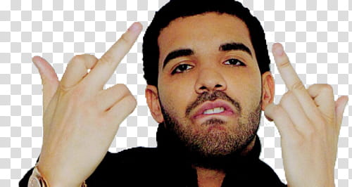 Drake in black top showing his two middle fingers transparent background PNG clipart