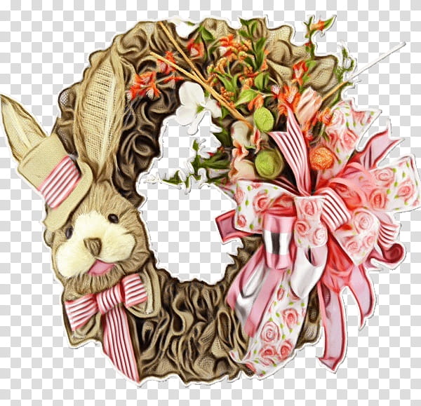 Easter Bunny, Floral Design, Wreath, Food, Easter
, Flower, Plant, Rabbit transparent background PNG clipart