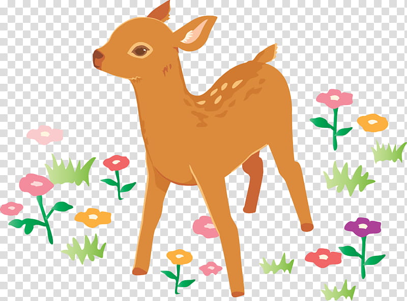 deer roe deer animal figure wildlife fawn, Meadow, Lawn, Cartoon, Tail, Grass, Plant transparent background PNG clipart
