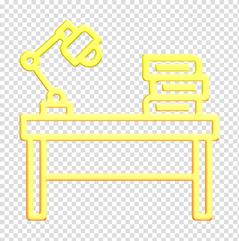 Desk icon Furniture and household icon Office Stationery icon, Text, Yellow, Line, Logo, Symbol transparent background PNG clipart