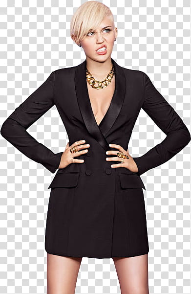 Miley Cyrus , cutout of woman wearing black skirt suit transparent background PNG clipart