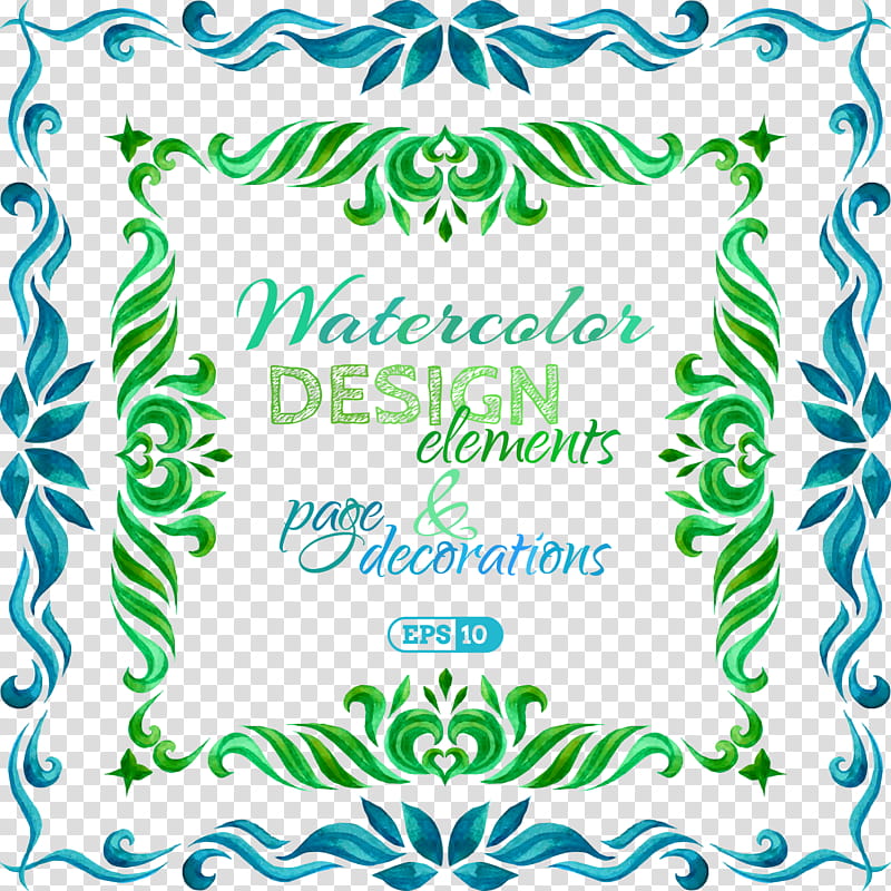 Border Design Black And White, Watercolor Painting, Poster, Motif, Blue, Green, Aqua, Text transparent background PNG clipart