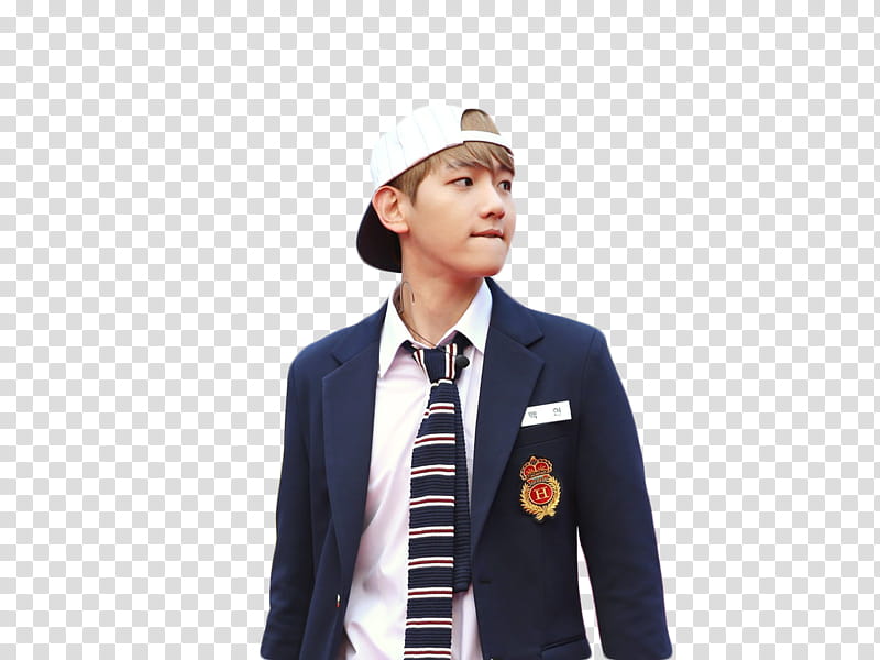 Baekhyun, man wearing blue suit jacket transparent background PNG clipart