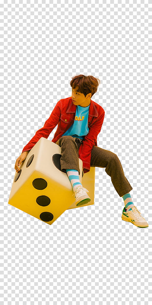 Haechan NCT DREAM , man sitting on dice transparent background PNG clipart
