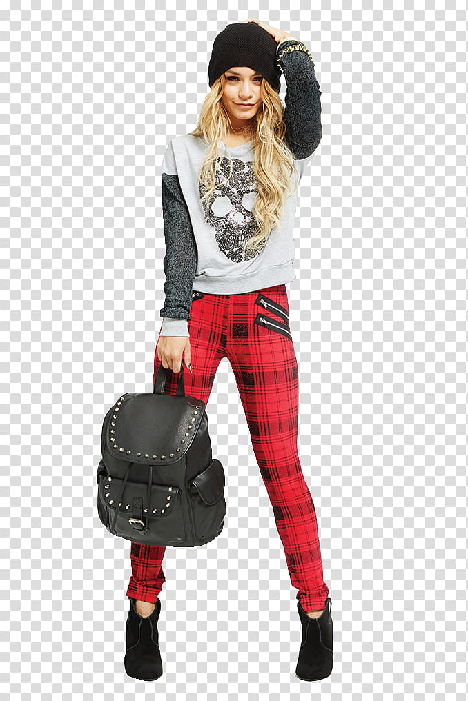 Vanessa Hudgens, woman holding black knapsack transparent background PNG clipart