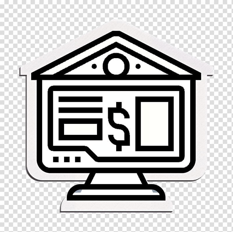Digital Banking icon Bank online icon Online banking icon, Sign, Line Art, Signage, Symbol, Logo transparent background PNG clipart