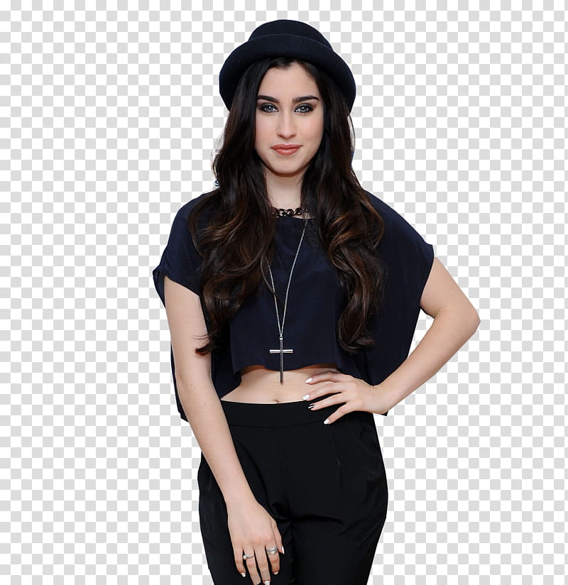 Lauren Jauregui, woman in blue crop top transparent background PNG clipart