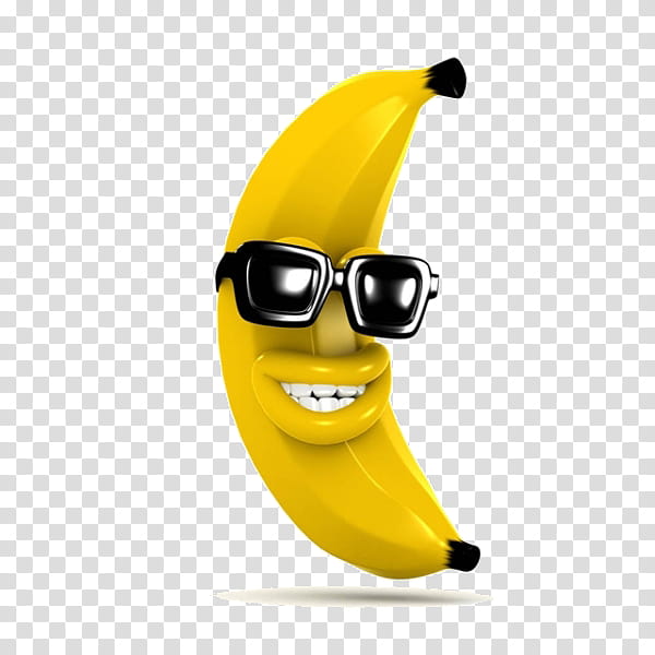 Banana, 3D Computer Graphics, Yellow, Eyewear, Fruit, Banana Family, Food, Glasses transparent background PNG clipart