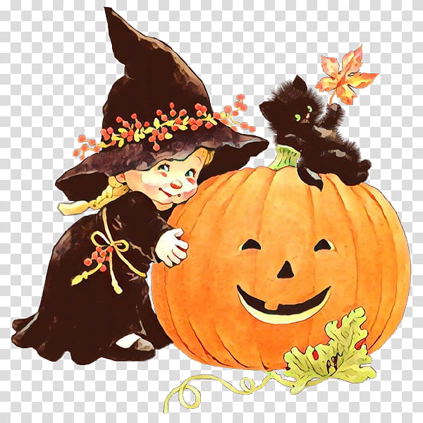 Pumpkin, Calabaza, Trickortreat, Orange, Cartoon, Witch Hat, Jackolantern, Plant, Fruit, Vegetable transparent background PNG clipart