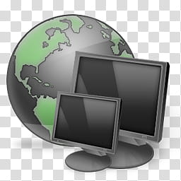 Aero Icons and s, Work Group, earth with two computer monitors illustration transparent background PNG clipart