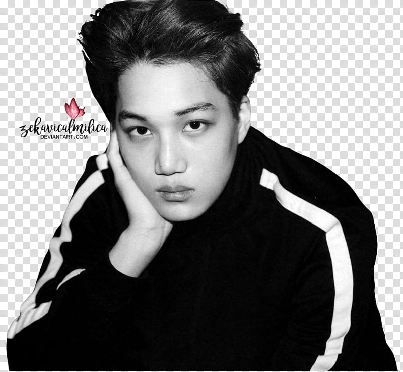 EXO Kai Die Jungs, man wearing black and white top transparent background PNG clipart