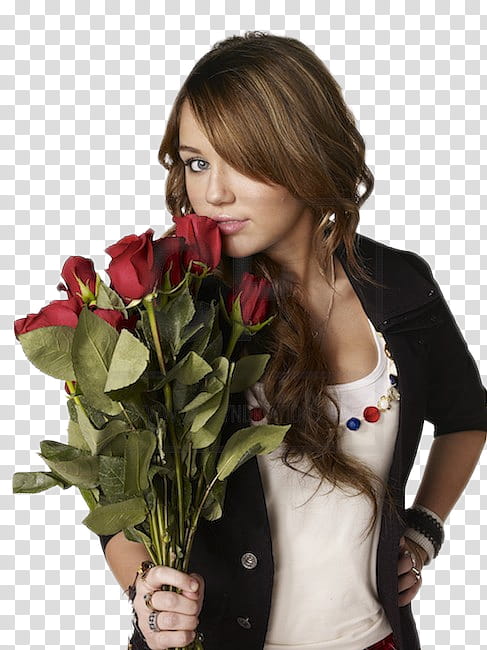 O Miley Cyrus, Miley Cyrus holding red rose flowers transparent background  PNG clipart | HiClipart